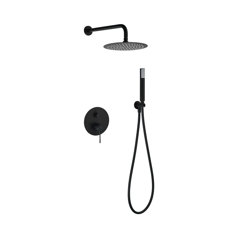 Conjunto ducha monomando empotrado Genova negro mate Imex