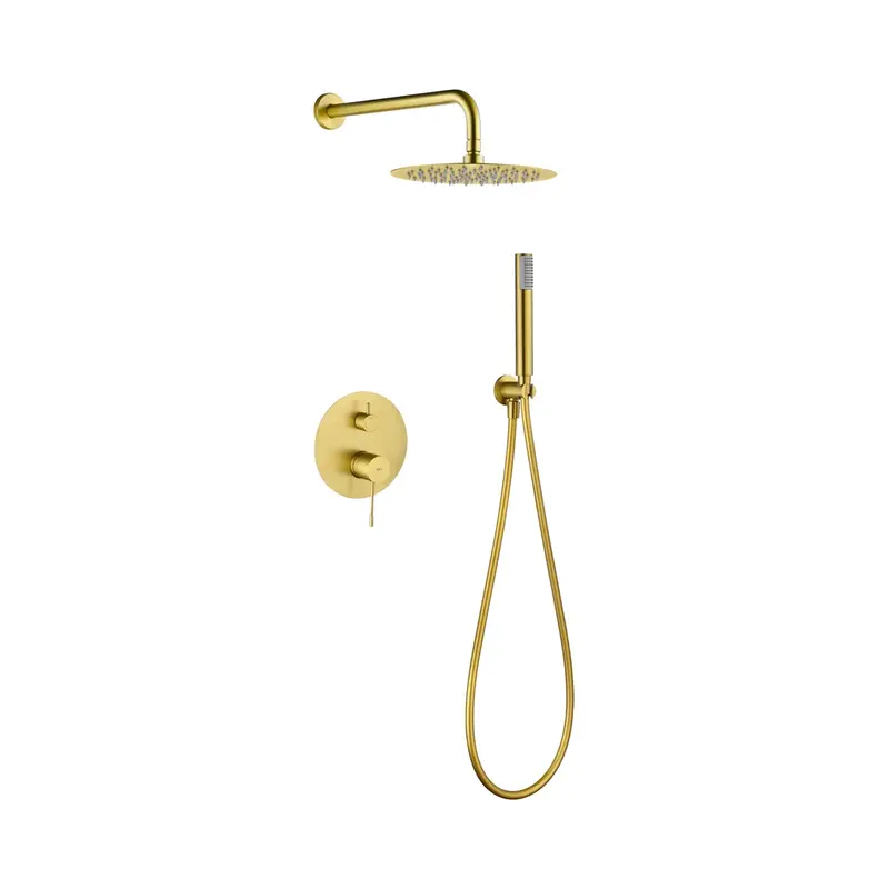 Conjunto ducha monomando empotrado Genova oro cepillado Imex