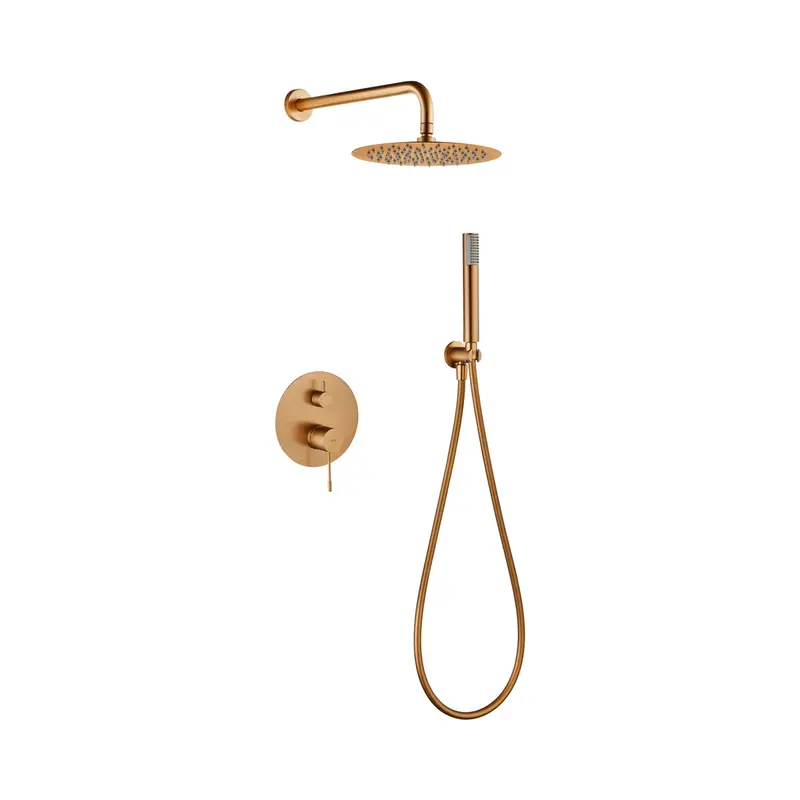 Conjunto ducha monomando empotrado Genova oro rosa cepillado Imex