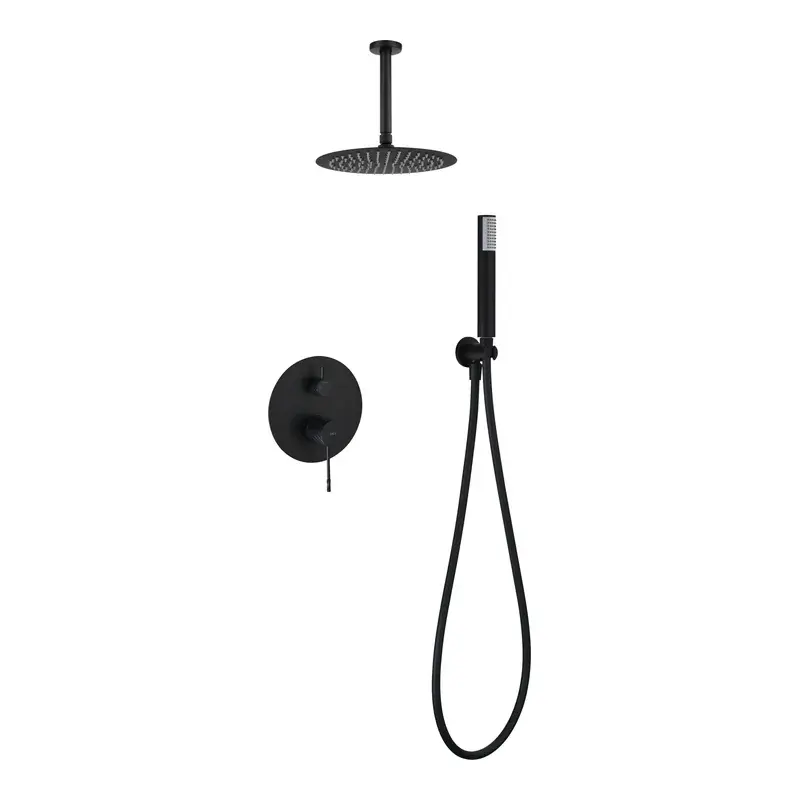 Conjunto ducha monomando empotrado Palau negro mate Imex