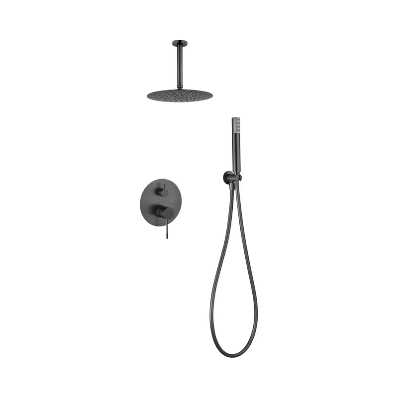 Conjunto ducha monomando empotrado Piamonte black gun metal Imex