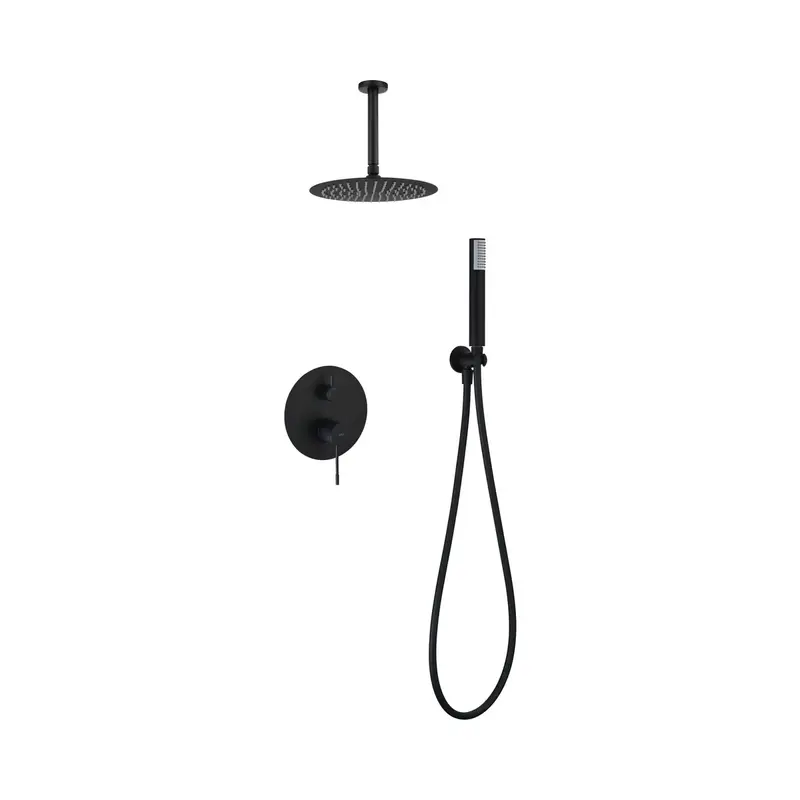 Conjunto ducha monomando empotrado Piamonte negro mate Imex