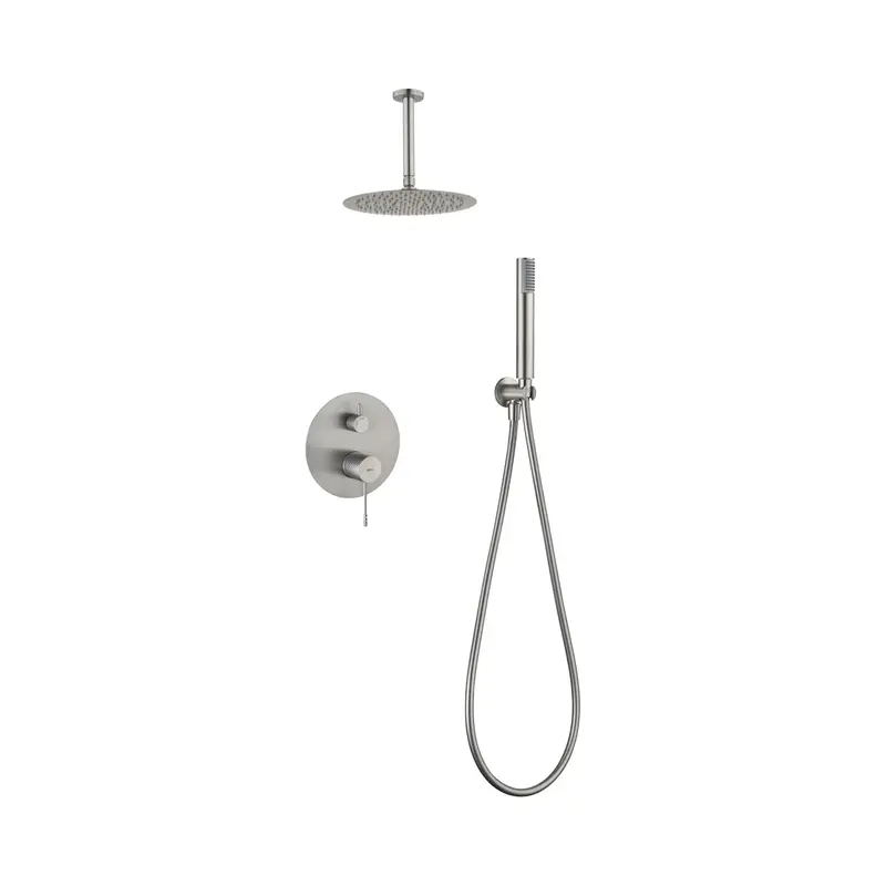 Conjunto ducha monomando empotrado Piamonte níquel cepillado Imex
