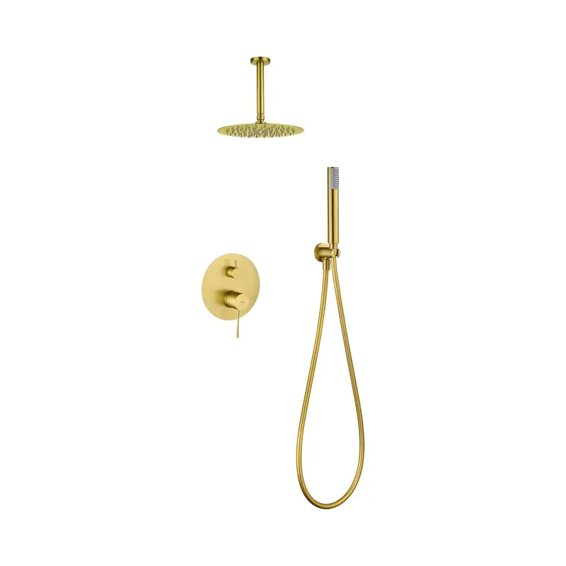 Conjunto ducha monomando empotrado Piamonte oro cepillado Imex