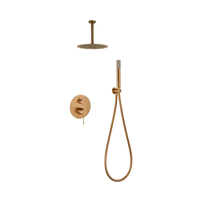 Conjunto Ducha Monomando Empotrado Piamonte Oro Rosa Cepillado Imex