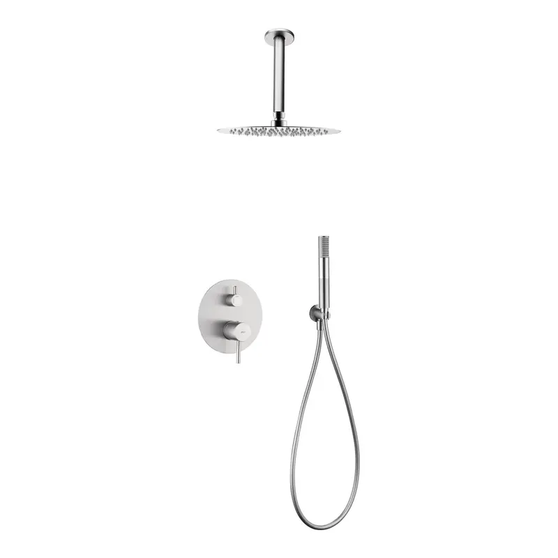 Conjunto ducha monomando empotrado Tívoli níquel cepillado Imex