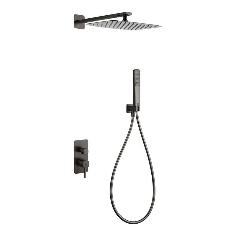 Conjunto ducha monomando empotrado Toscana black gun metal Imex