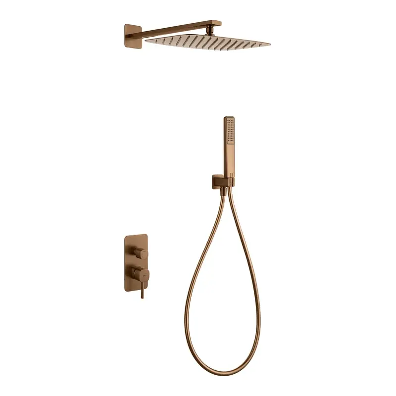 Conjunto Ducha Monomando Empotrado Toscana Oro Rosa Cepillado Imex