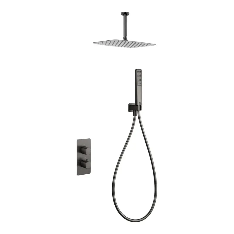 Conjunto ducha termostático empotrado Arezzo black gun metal Imex
