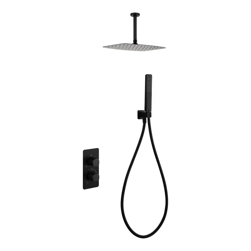 Conjunto ducha termostático empotrado Arezzo negro mate Imex