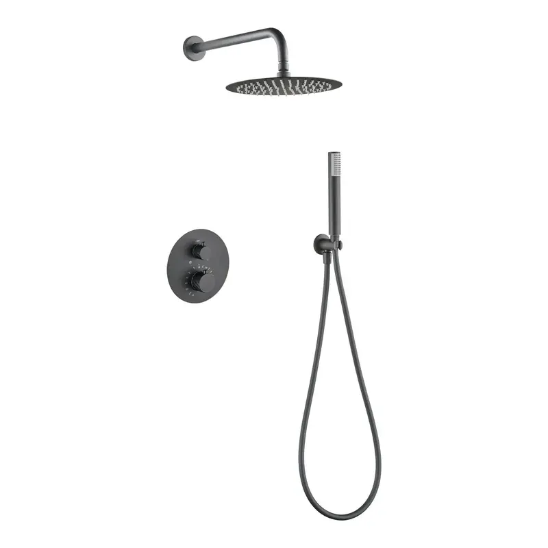 Conjunto ducha termostático empotrado Bless black gun metal Imex