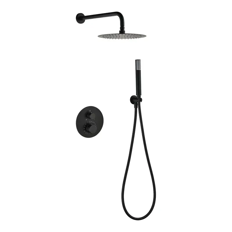 Conjunto ducha termostático empotrado Bless negro mate Imex