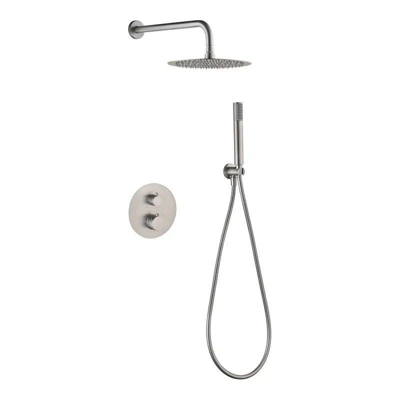 Conjunto ducha termostático empotrado Bless níquel cepillado Imex