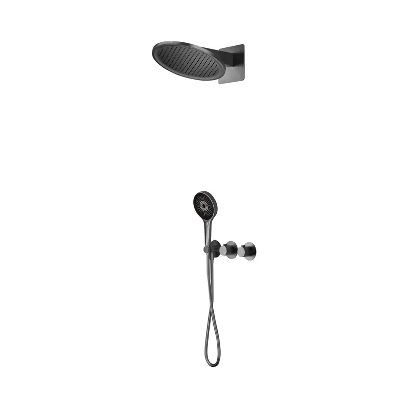 Conjunto ducha termostático empotrado Bolonia black gun metal Imex