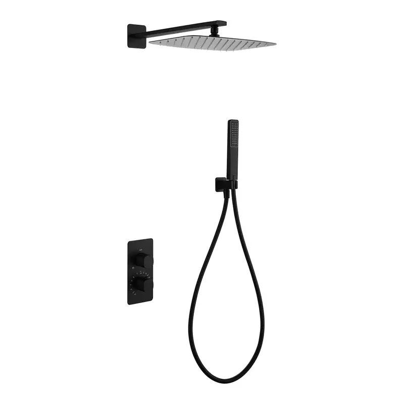 Conjunto ducha termostático empotrado Firenze negro mate Imex