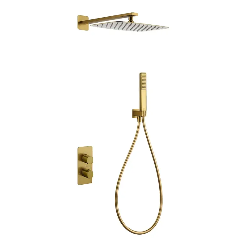 Conjunto ducha termostático empotrado Firenze oro cepillado Imex