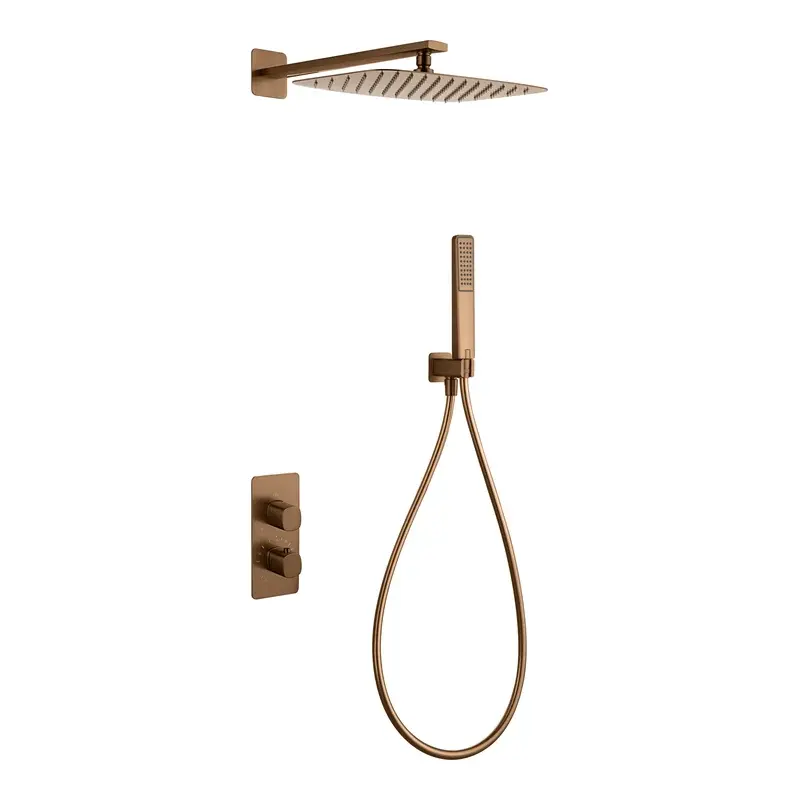 Conjunto Ducha Termostático Empotrado Firenze Oro Rosa Cepillado Imex