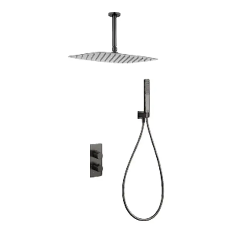 Conjunto ducha termostático empotrado Sassari black gun metal Imex