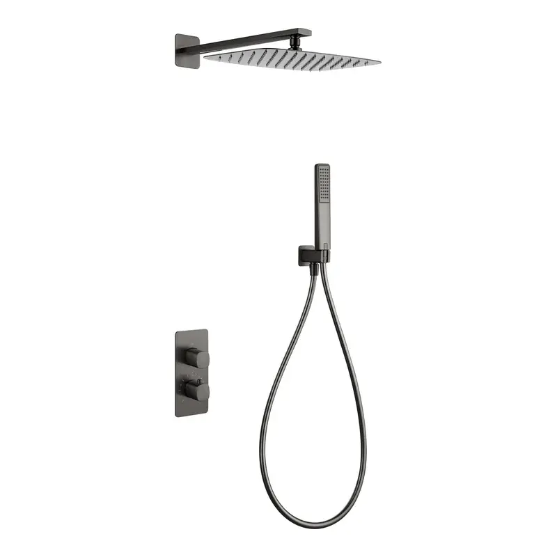 Conjunto ducha termostático empotrado Toscana black gun metal Imex