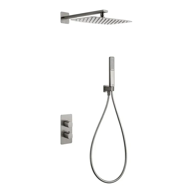 Conjunto ducha termostático empotrado Toscana níquel cepillado Imex