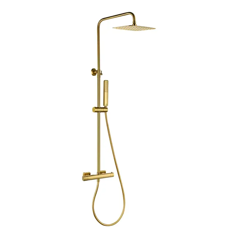 Conjunto ducha termostático Toscana oro cepillado Imex