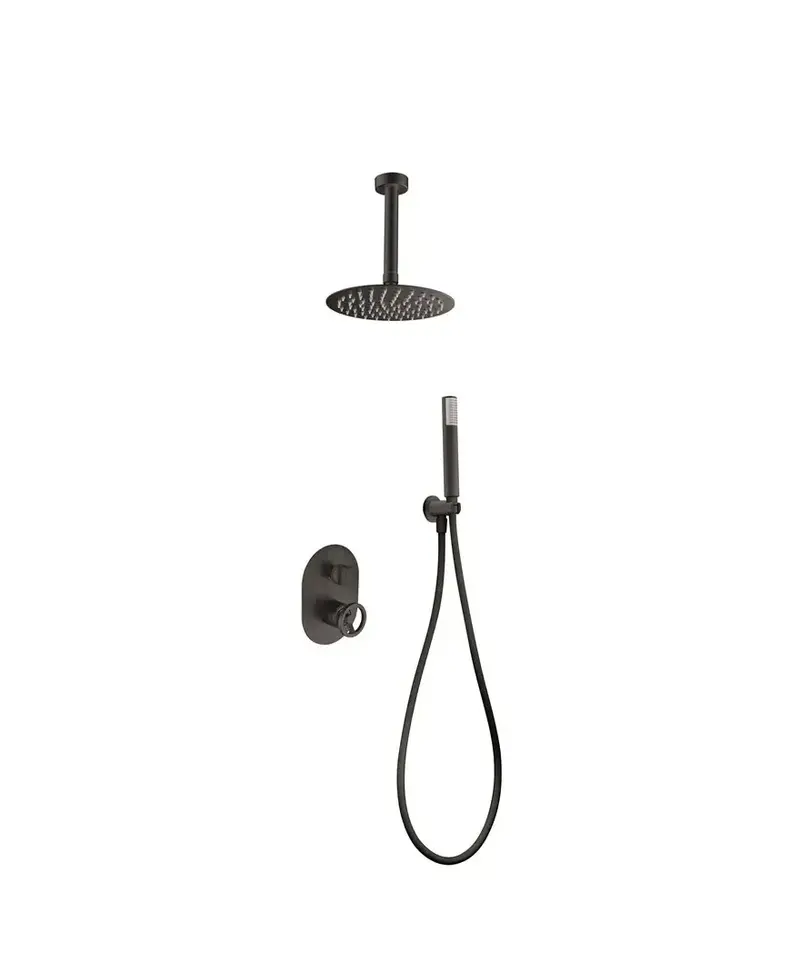 Conjunto para ducha de pared con un diseño moderno de acabado negro mate Olimpo de Imex