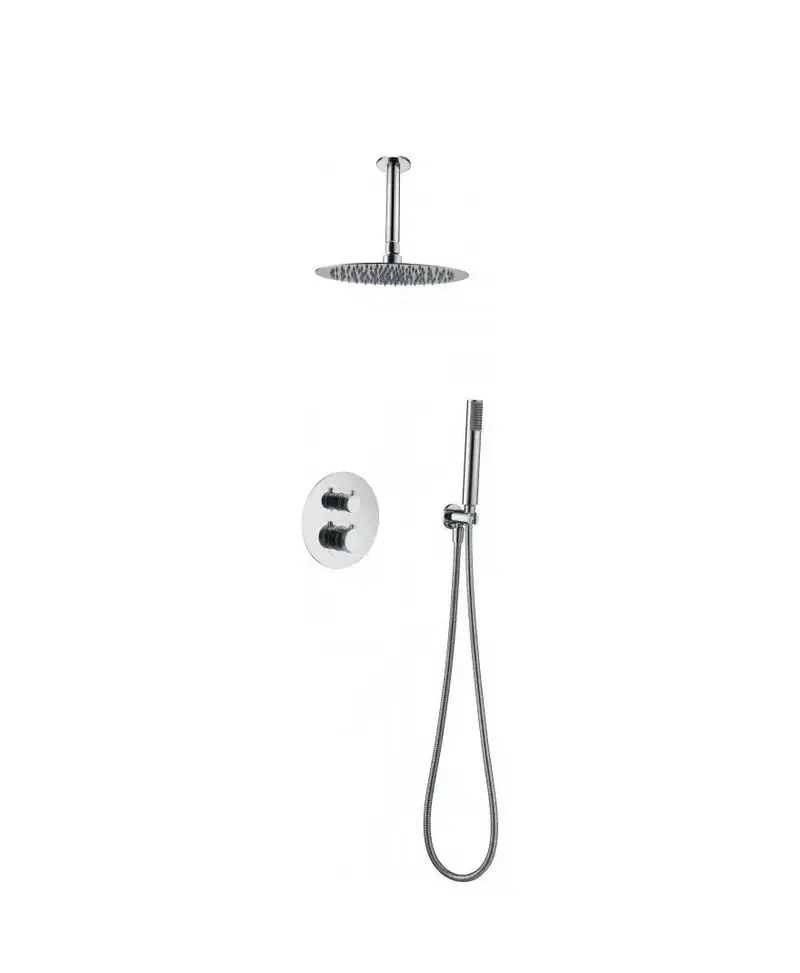 Conjunto para ducha termostática de diseño empotrado con un acabado cromado top Line de Imex