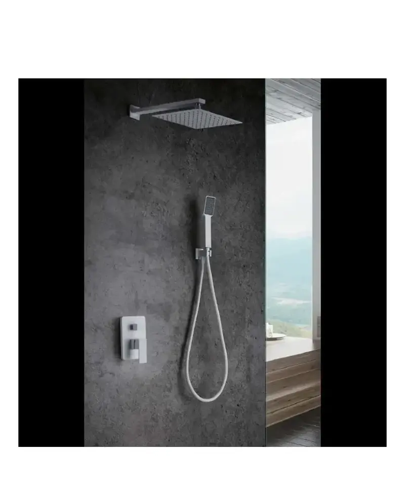 Conjunto para la ducha con un diseño moderno y un acabado blanco mate Dublin de Imex