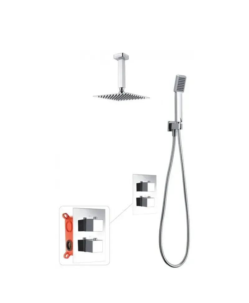 Conjunto termostático con 3 módulos para ducha de diseño moderno y un acabado cromado ons Cies de Imex