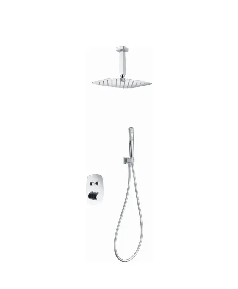 Conjunto termostático de 3 módulos para ducha de diseño moderno con un acabado cromado feroe Hidra de Imex