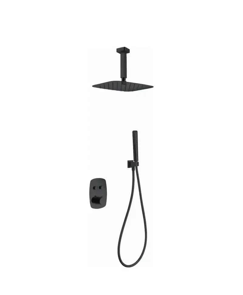 Conjunto termostático de 3 módulos para ducha de diseño moderno con un acabado negro mate Hidra de Imex