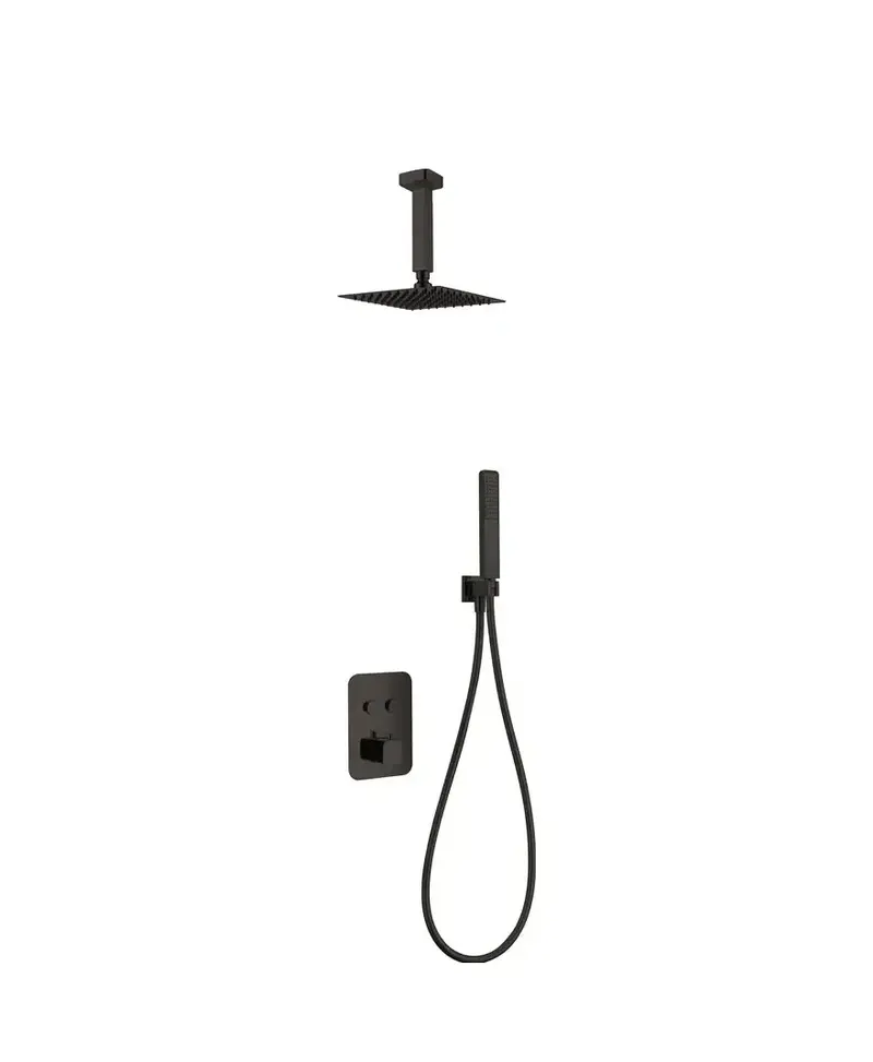 Conjunto termostático para ducha de 3 módulos con un diseño moderno de color negro mate portugal Madeira de Imex