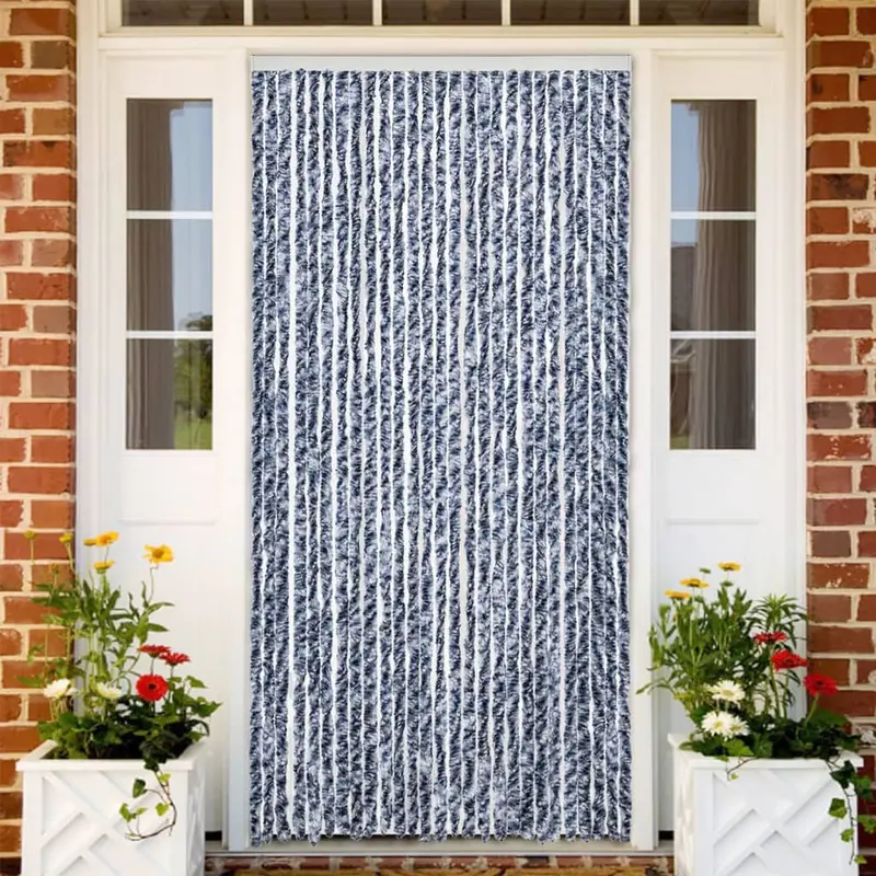 Cortina antimoscas chenilla azul y blanco 100x200 cm