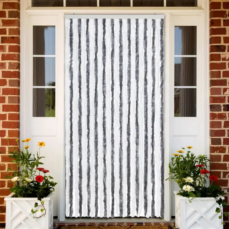Cortina mosquitera gris y blanco chenilla 100x220 cm