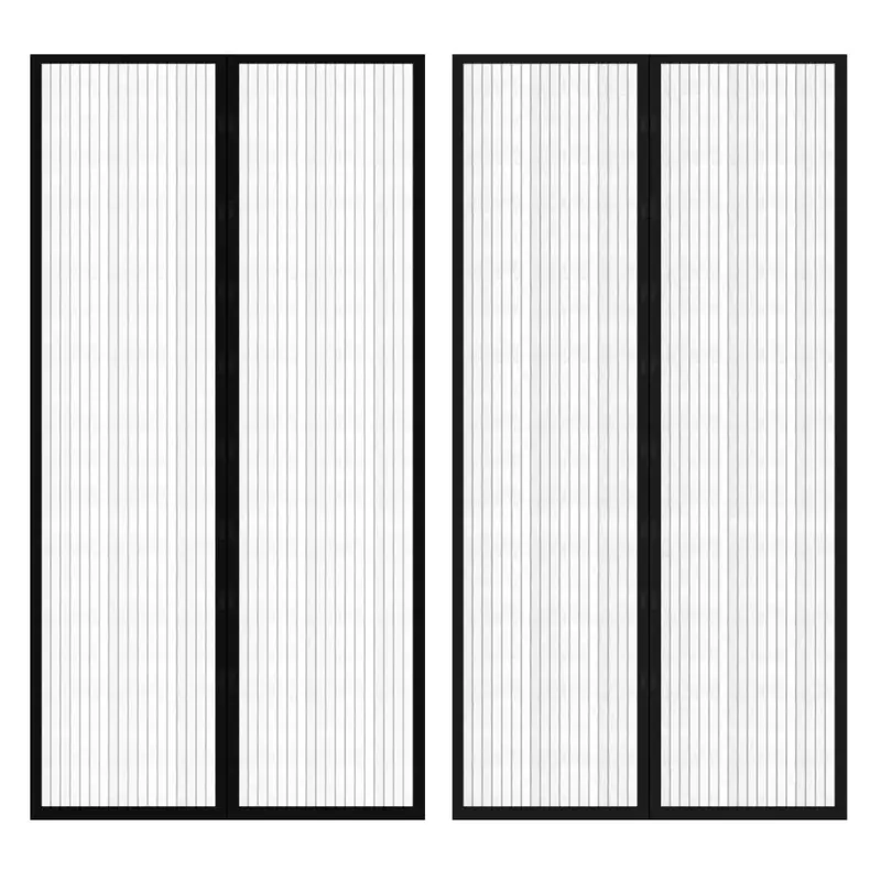 Cortina mosquitera para puerta 2 uds imán negro 210 x 100 cm