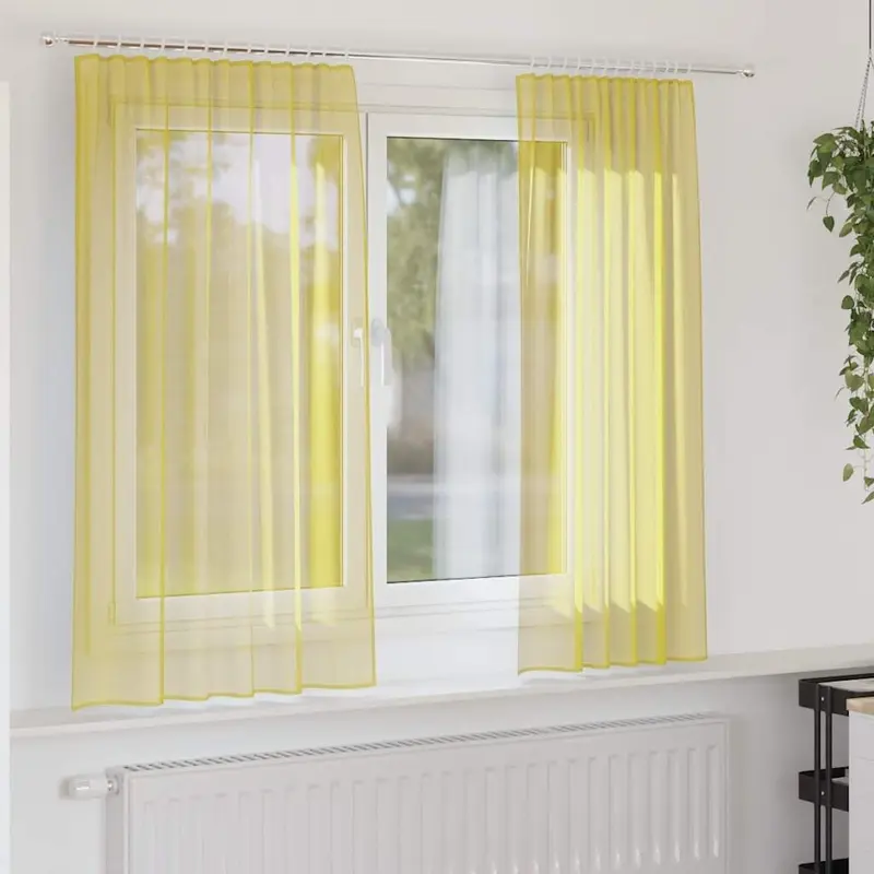 Cortinas de gasa con bolsillos para varillas 2 uds. amarillo