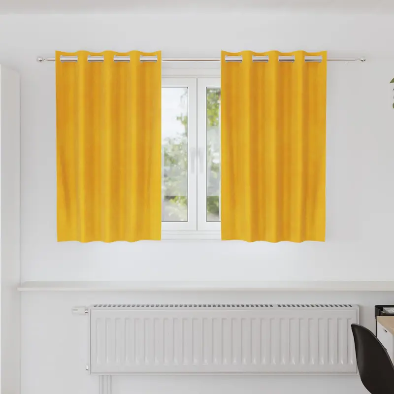 Cortinas opacas 2 pcs Amarillo Mostaza 140 x 140 cm Terciopelo