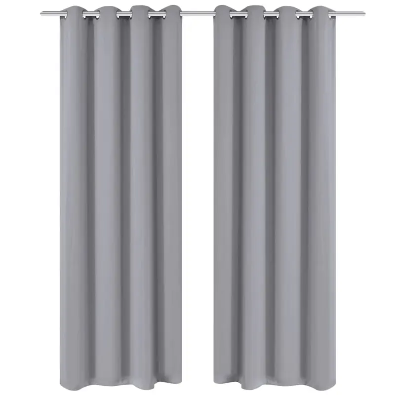 Cortinas opacas 2 piezas con ojales de metal 135x175 cm gris