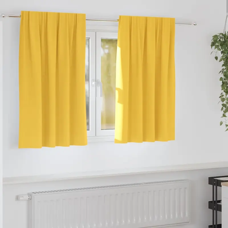 Cortinas Opacas con Anillas 2 pcs Amarillo Mostaza 140 x 140 cm