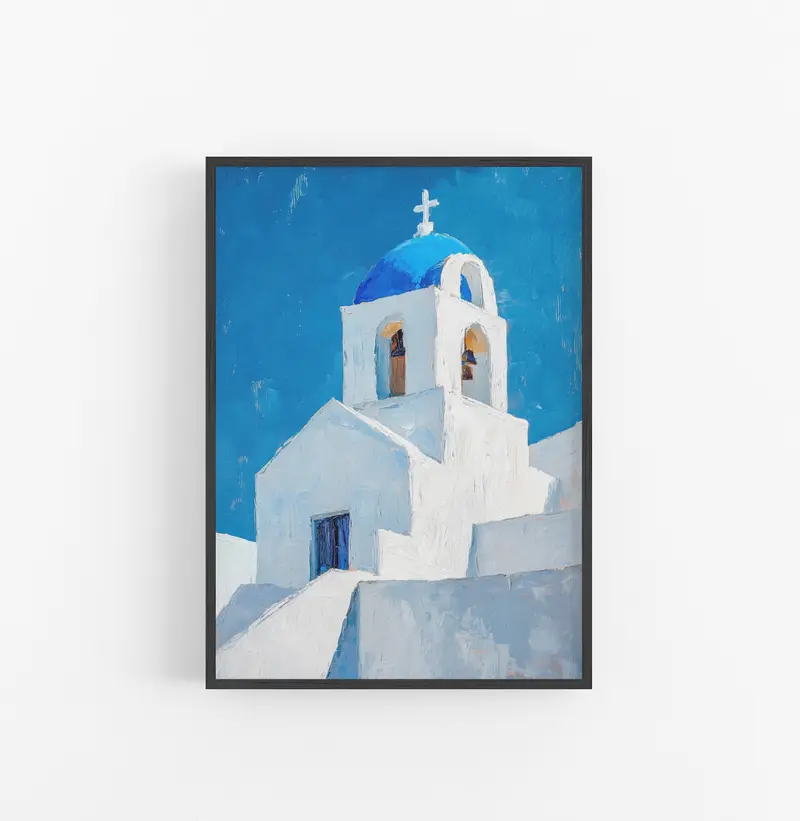 Cuadro Arquitectura Grecia Blanco Azul