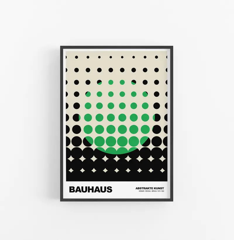Cuadro Bauhaus Circulos Verde Negro