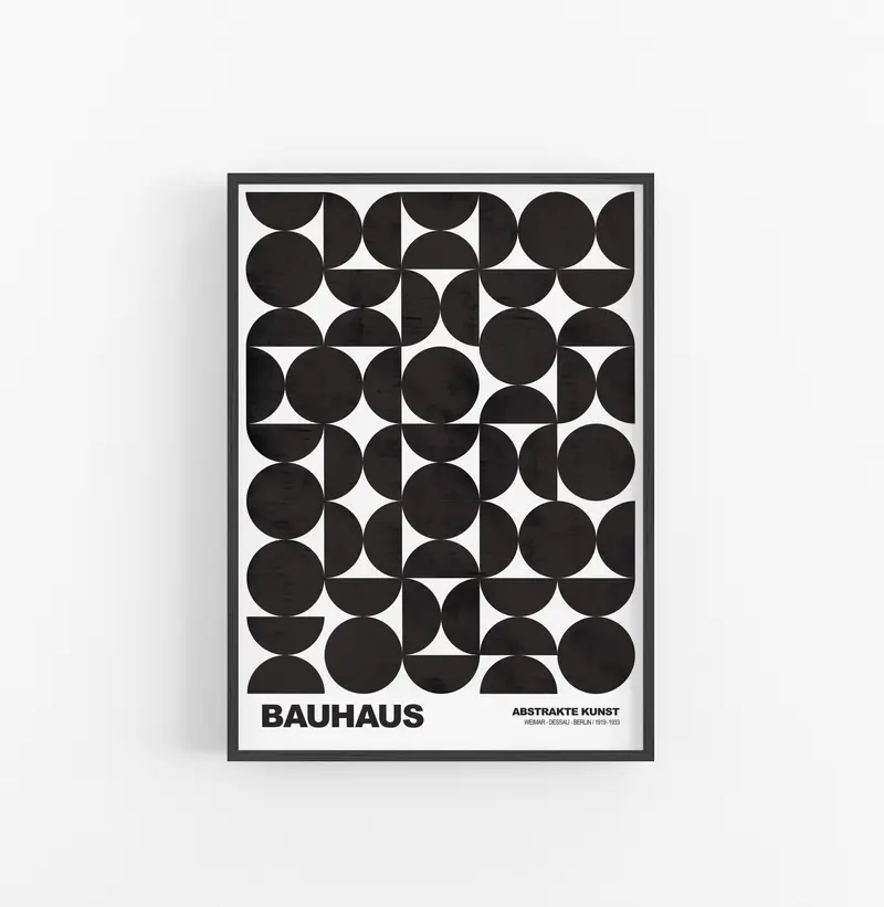 Cuadro Bauhaus Geometrico Negro