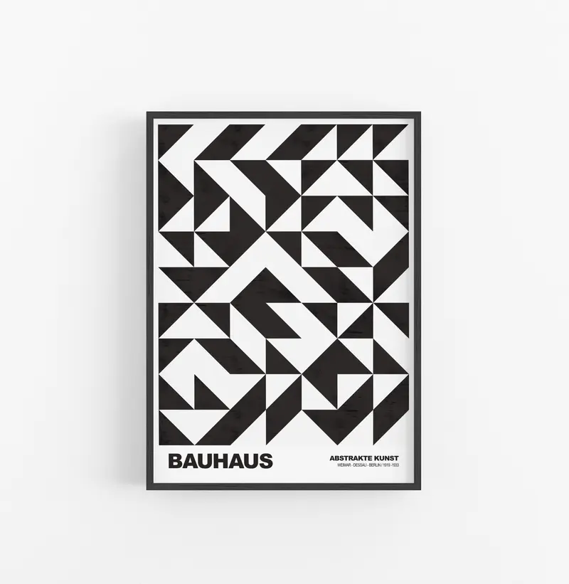 Cuadro Bauhaus Geometrico Prismas Negro