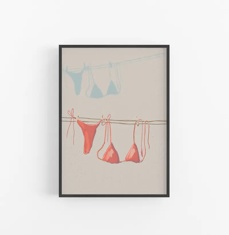 Cuadro Bikini Minimalista Coral Azul