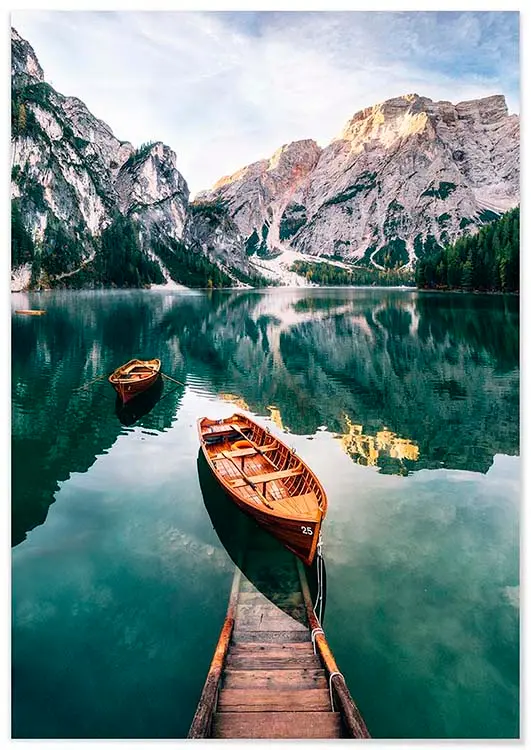 Cuadro Botes de Madera en el Lago