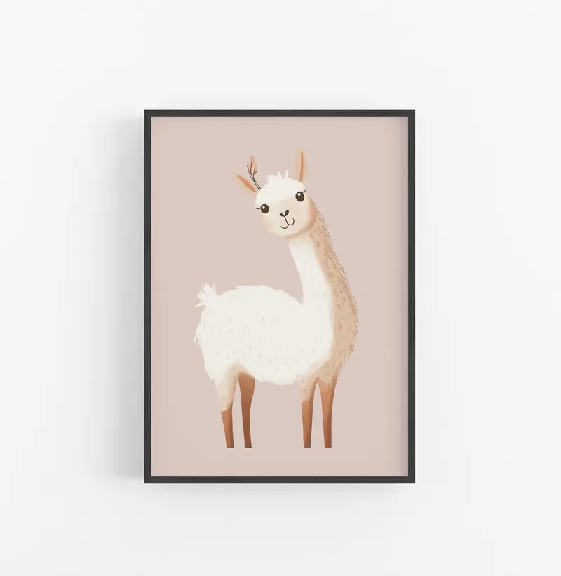 Cuadro Cabra Beige Rosado