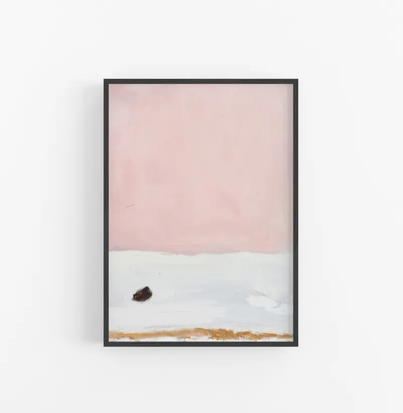 Cuadro con Marco Abstracto Minimalista Rosa Blanco Beige
