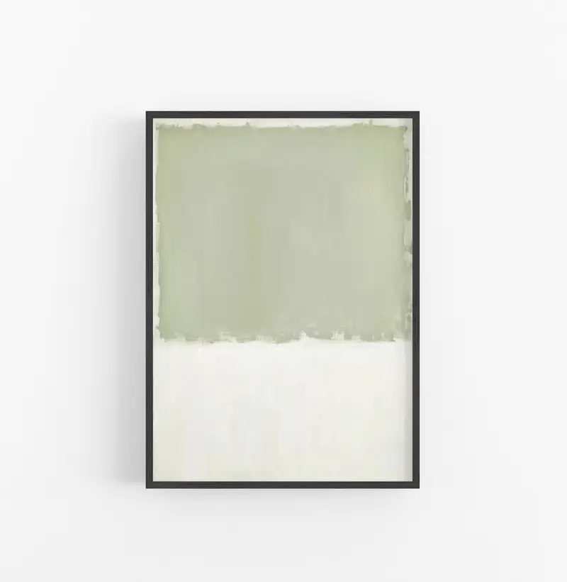 Cuadro con Marco Abstracto Minimalista Verde Blanco