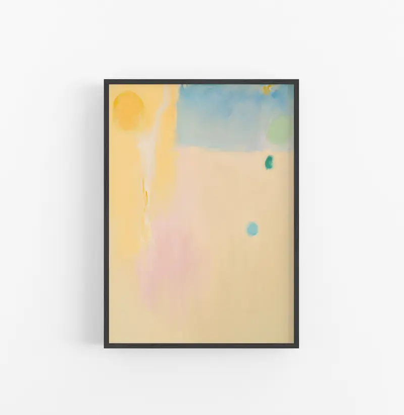 Cuadro con Marco Abstracto Pastel Amarillo Azul Verde