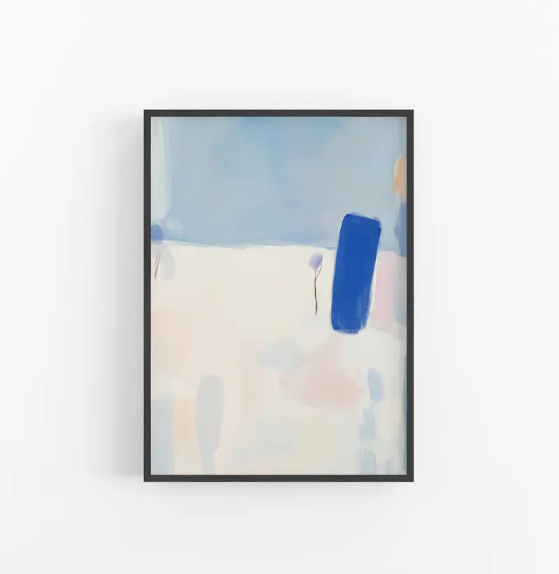 Cuadro con Marco Abstracto Pastel Azul